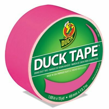 SHURTECH BRANDS Duck, COLORED DUCT TAPE, 3in CORE, 1.88in X 15 YDS, NEON PINK 1265016
